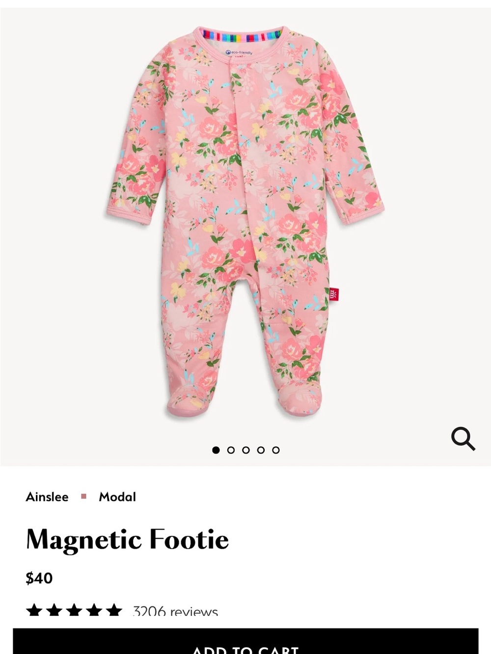 Magnetic Me Pink Floral Footie - UNOPENED